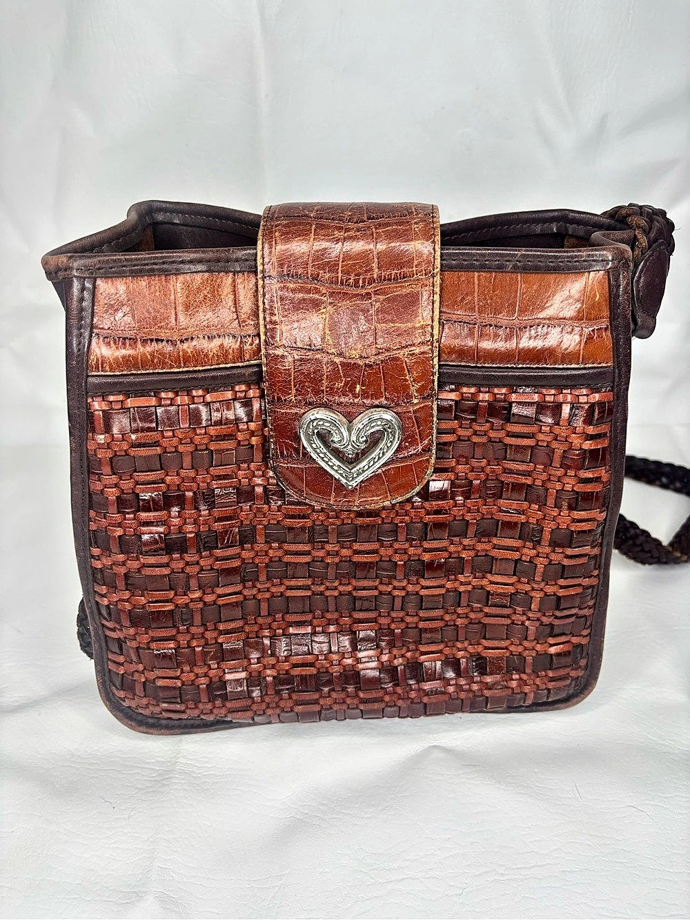 Brighton Woven Leather Shoulder Bag in Brown